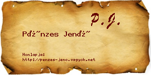 Pénzes Jenő névjegykártya